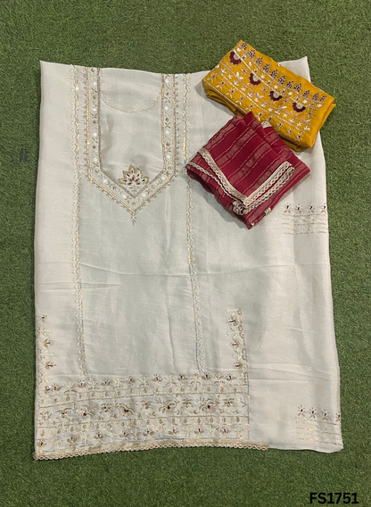 FS1751 | Off-white |Shimmer Suit | Party Wear | Wedding | Jaggo | Ring Ceremony | Festival