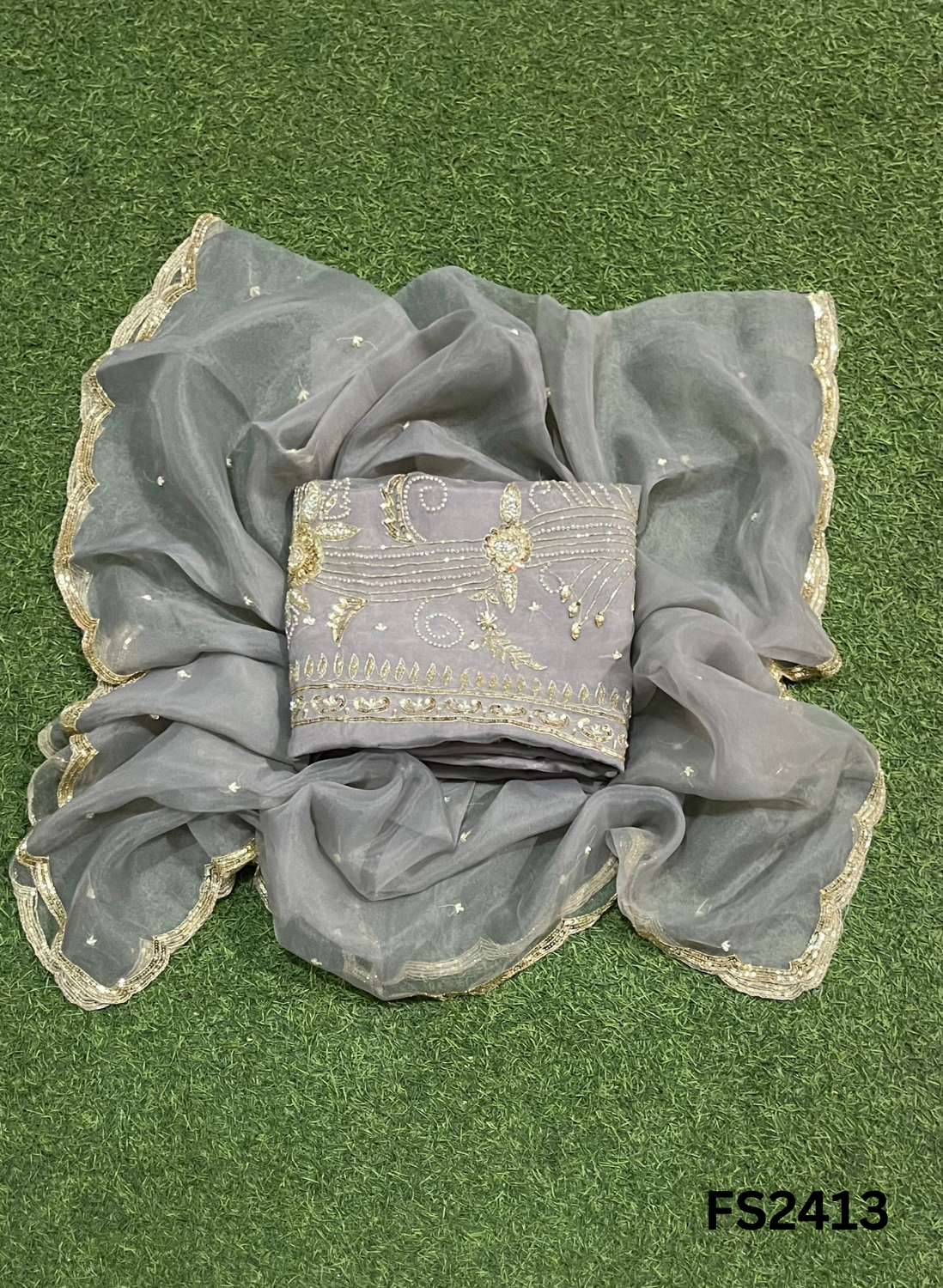FS2413 | GOLDEN | Shimmer Suit | Party Wear | Wedding | Jaggo | Ring Ceremony | Festival