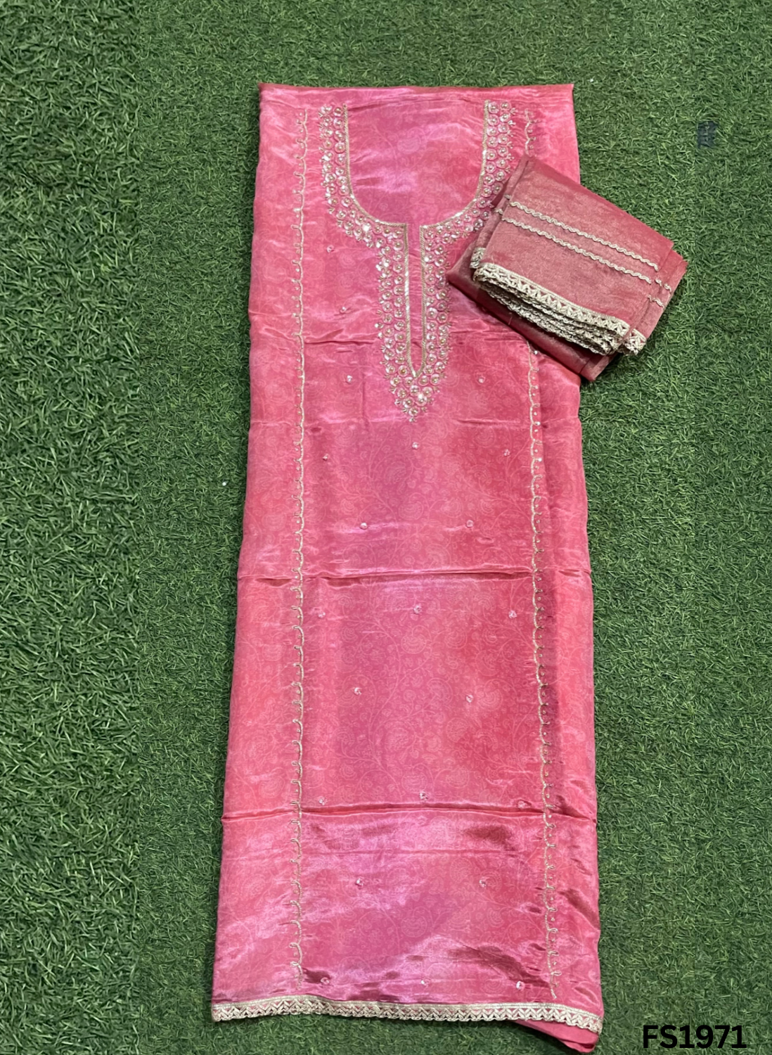 FS1971 | Self-Print | Shimmer Suit | Party Wear | Wedding | Jaggo | Ring Ceremony | Festival