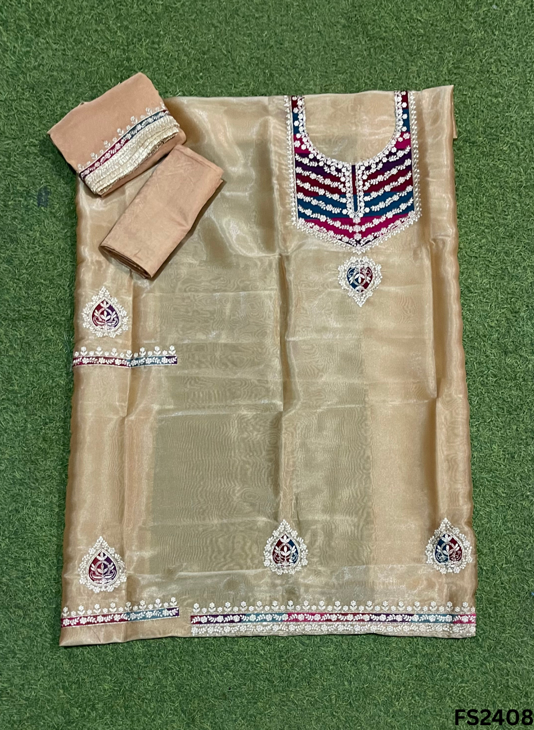 FS2408 | Golden |  Shimmer Suit | Party Wear | Wedding | Jaggo | Ring Ceremony | Festival|