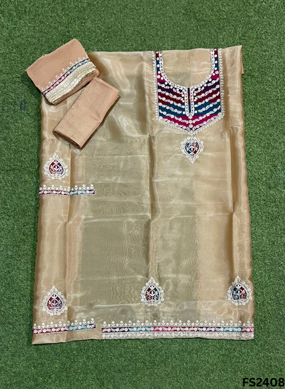 FS2408 | Golden |  Shimmer Suit | Party Wear | Wedding | Jaggo | Ring Ceremony | Festival|