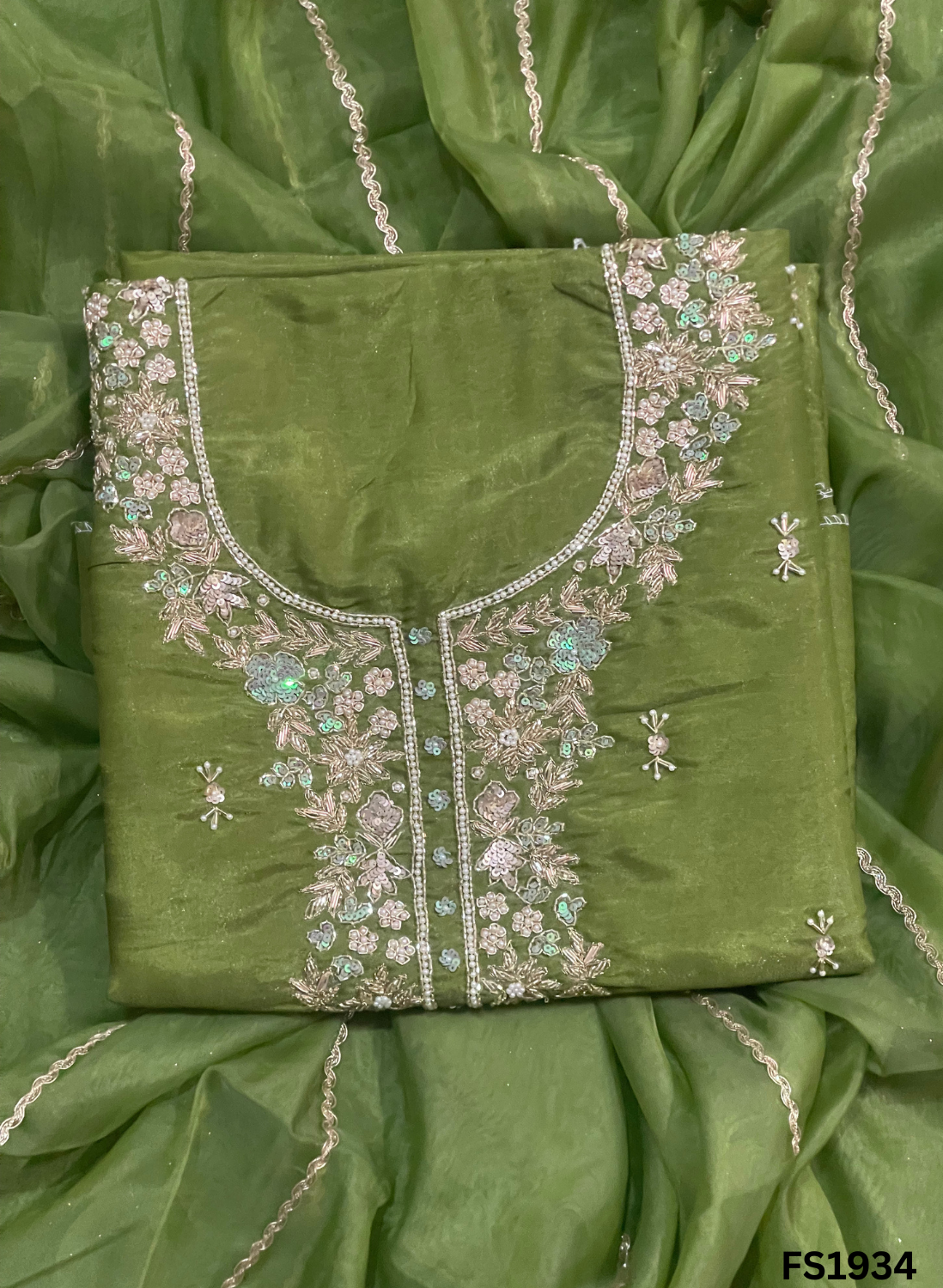 FS134 | Mehandi | Shimmer Suit | Party Wear | Wedding | Jaggo | Ring Ceremony | Festival