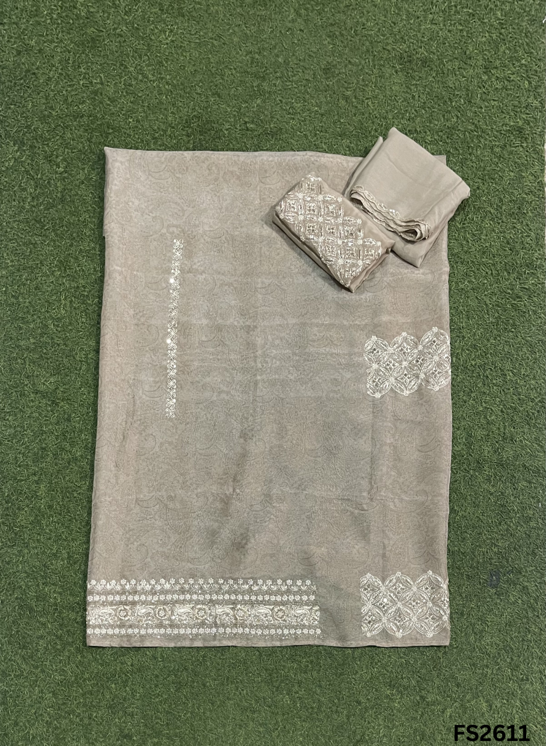 FS2611 | Golden | Self-Print | Shimmer Suit | Party Wear | Wedding | Jaggo | Ring Ceremony | Festival