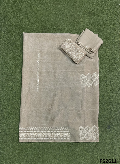 FS2611 | Golden | Self-Print | Shimmer Suit | Party Wear | Wedding | Jaggo | Ring Ceremony | Festival