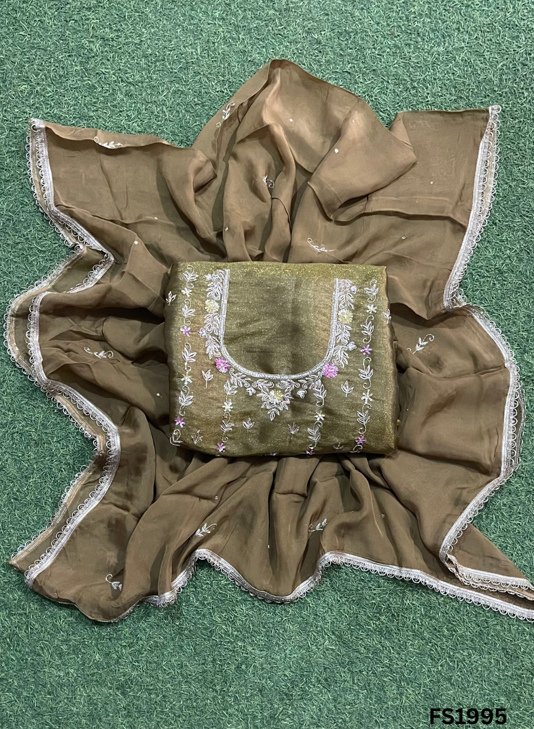 FS1995 | Mehandi | Shimmer suit | Wedding | Party Wear | Jaggo | Ring Ceremony | Festival