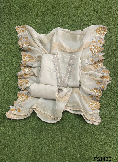 FS1436 | Cream | Shimmer suit | Wedding | Party Wear | Jaggo | Ring Ceremony | Festival