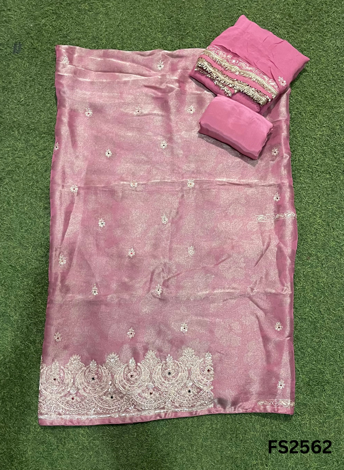 FS2562 | PEACH | Shimmer Suit | Party Wear | Wedding | Jaggo | Ring Ceremony | Festival