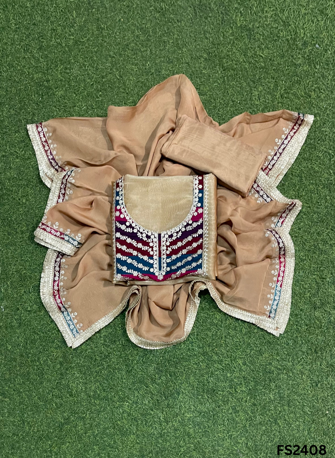 FS2408 | Golden |  Shimmer Suit | Party Wear | Wedding | Jaggo | Ring Ceremony | Festival|