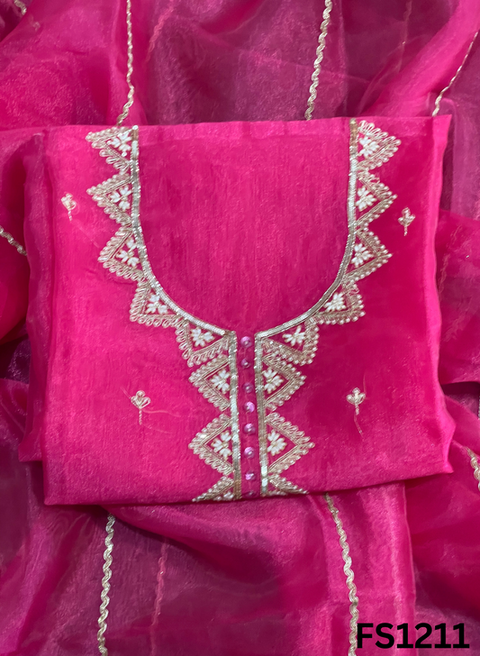 FS1211  | Hot-Pink  | Glass Shimmer Suit | Party Wear | Wedding | Jaggo | Ring Ceremony | Festival  FS