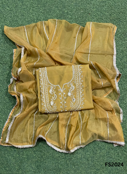 FS2024 | Yellow | Shimmer Suit | Party Wear | Wedding | Jaggo | Ring Ceremony | Festival