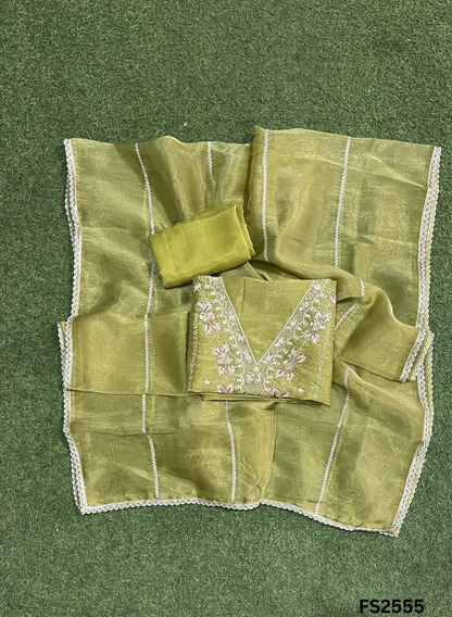 FS2550 | Green | Shimmer Suit | Party Wear | Wedding | Jaggo | Ring Ceremony | Festival
