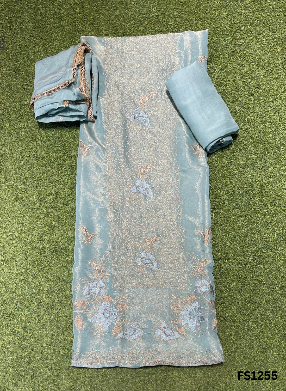 FS1255 | Light Sky-Blue | Shimmer suit | Wedding | Party Wear | Jaggo | Ring Ceremony | Festival