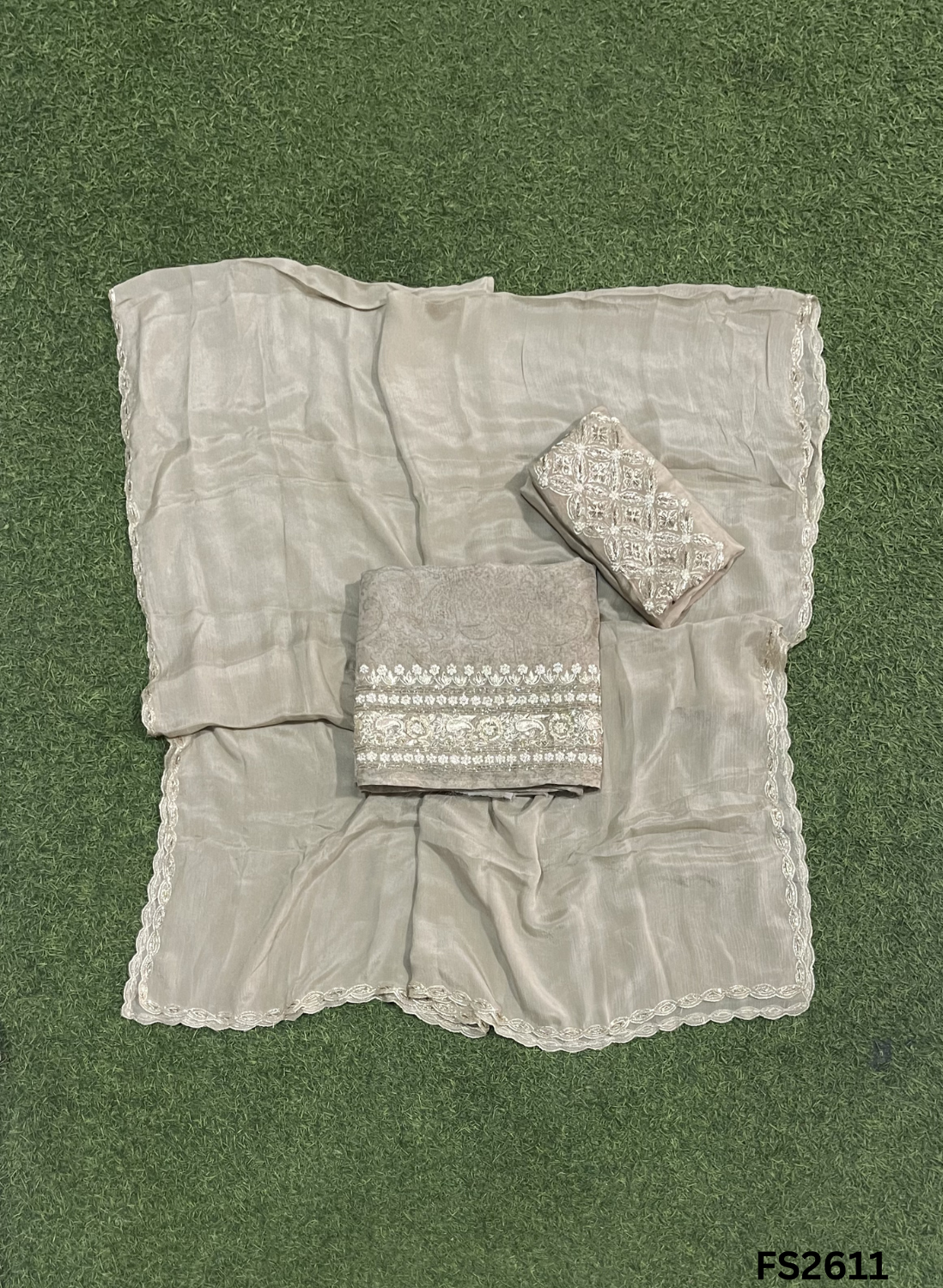 FS2611 | Golden | Self-Print | Shimmer Suit | Party Wear | Wedding | Jaggo | Ring Ceremony | Festival