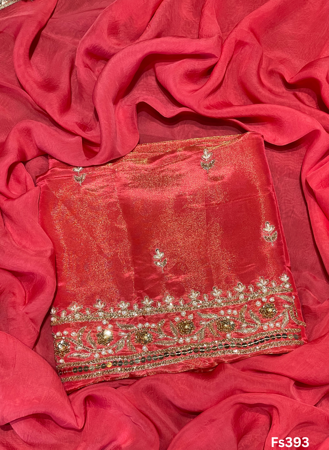 FS393 |  Orange | Shimmer Suit | Party Wear | Wedding | Jaggo | Ring Ceremony | Festival |