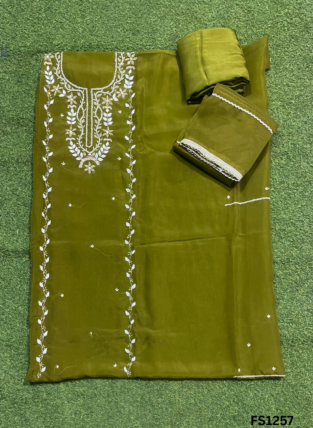 FS1257 | Green | Shimmer Suit | Party Wear | Wedding | Jaggo | Ring Ceremony | Festival