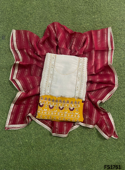 FS1751 | Off-white |Shimmer Suit | Party Wear | Wedding | Jaggo | Ring Ceremony | Festival