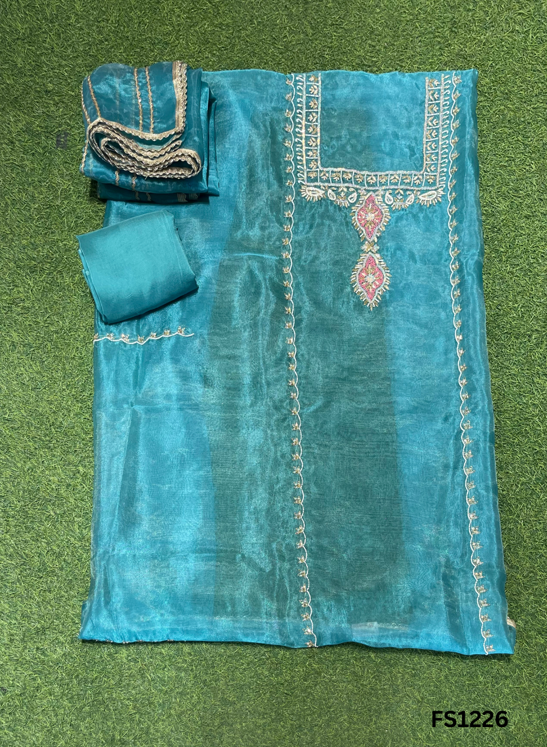 FS1226 | Sea-Green |Shimmer suit | Wedding | Party Wear | Jaggo | Ring Ceremony | Festival