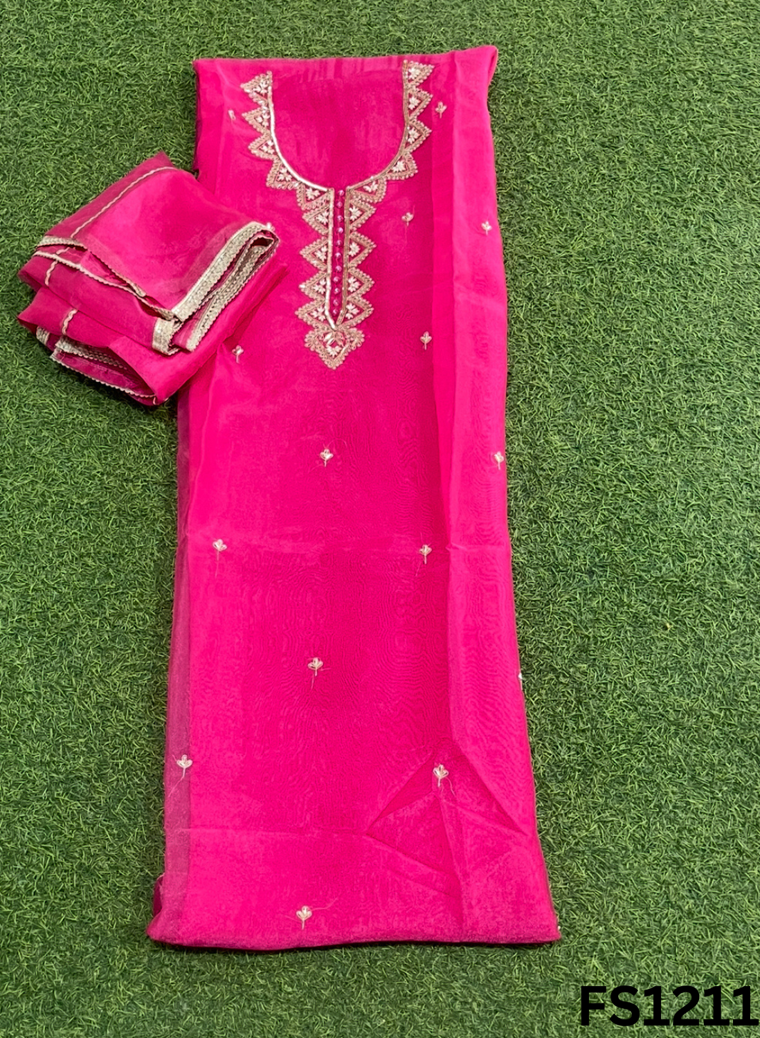 FS1211  | Hot-Pink  | Glass Shimmer Suit | Party Wear | Wedding | Jaggo | Ring Ceremony | Festival  FS