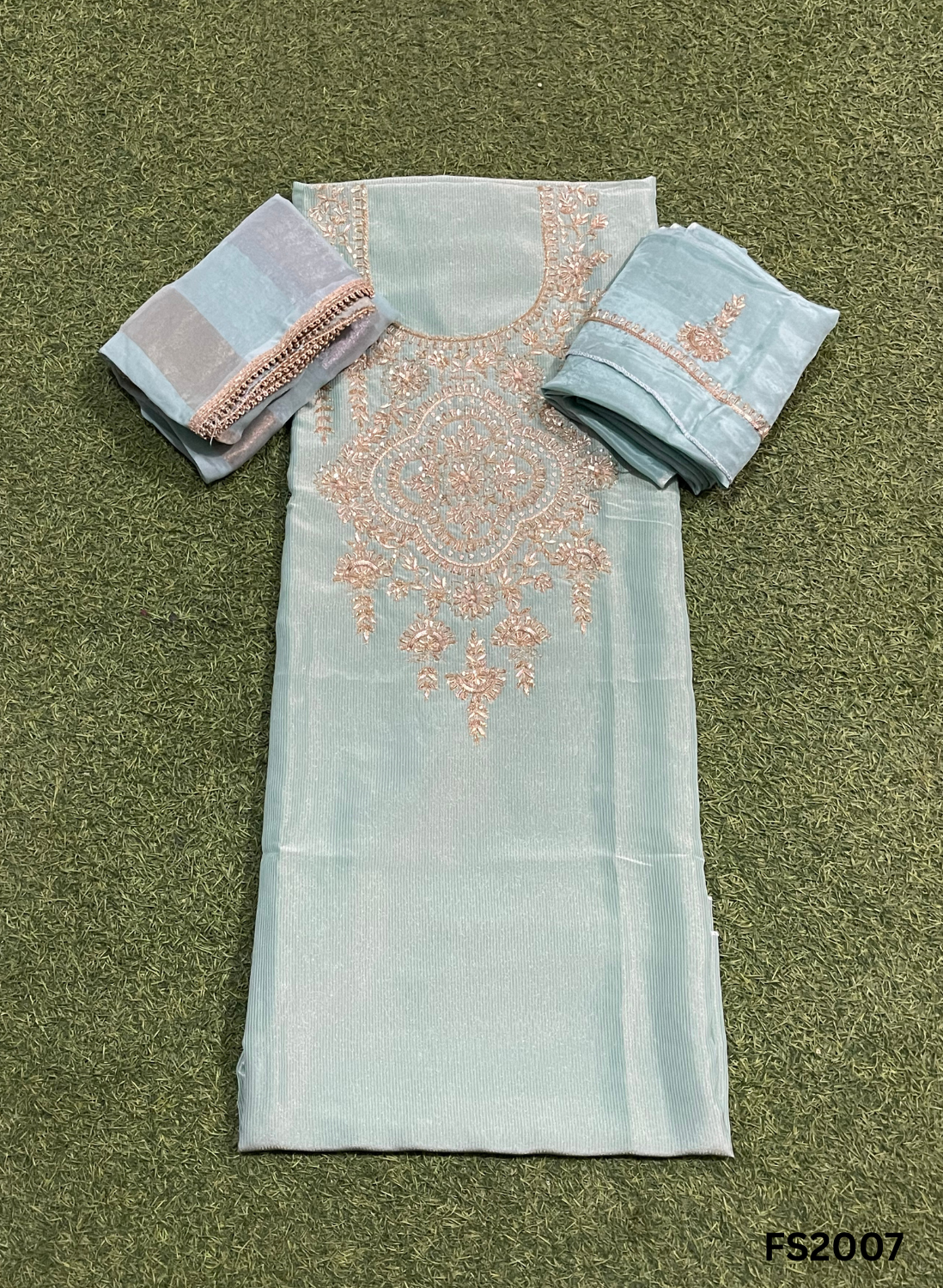 FS2007 | Sky-Blue | Shimmer Suit | Party Wear | Wedding | Jaggo | Ring Ceremony | Festival