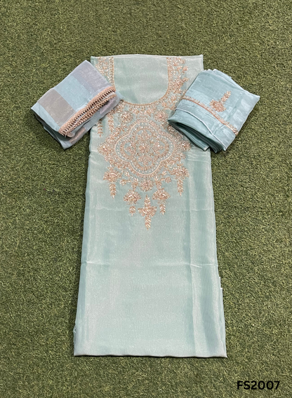 FS2007 | Sky-Blue | Shimmer Suit | Party Wear | Wedding | Jaggo | Ring Ceremony | Festival