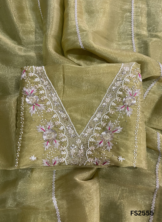 FS2550 | Green | Shimmer Suit | Party Wear | Wedding | Jaggo | Ring Ceremony | Festival
