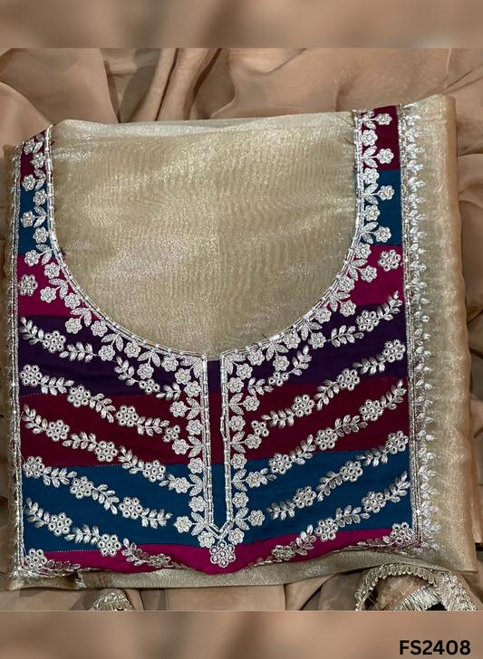 FS2408 | Golden |  Shimmer Suit | Party Wear | Wedding | Jaggo | Ring Ceremony | Festival|