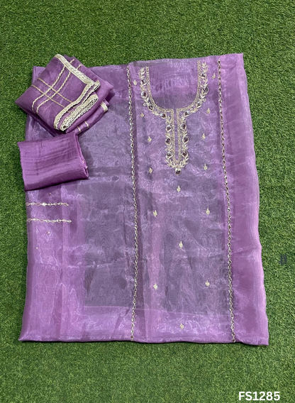 FS1285 | Lavender | Glass Shimmer Suit | Party Wear | Wedding | Jaggo | Ring Ceremony | Festival