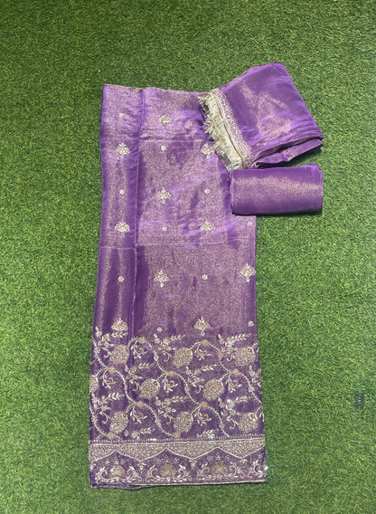 FS130 | Purple | Shimmer Suit | Party Wear | Wedding | Jaggo | Ring Ceremony | Festival |
