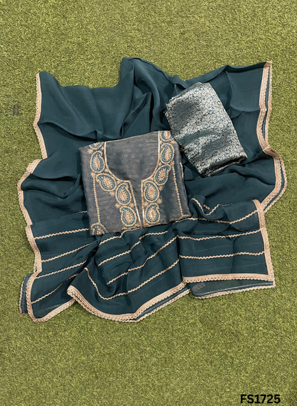 FS1725 | Peacock |  Shimmer Suit | Party Wear | Wedding | Jaggo | Ring Ceremony | Festival