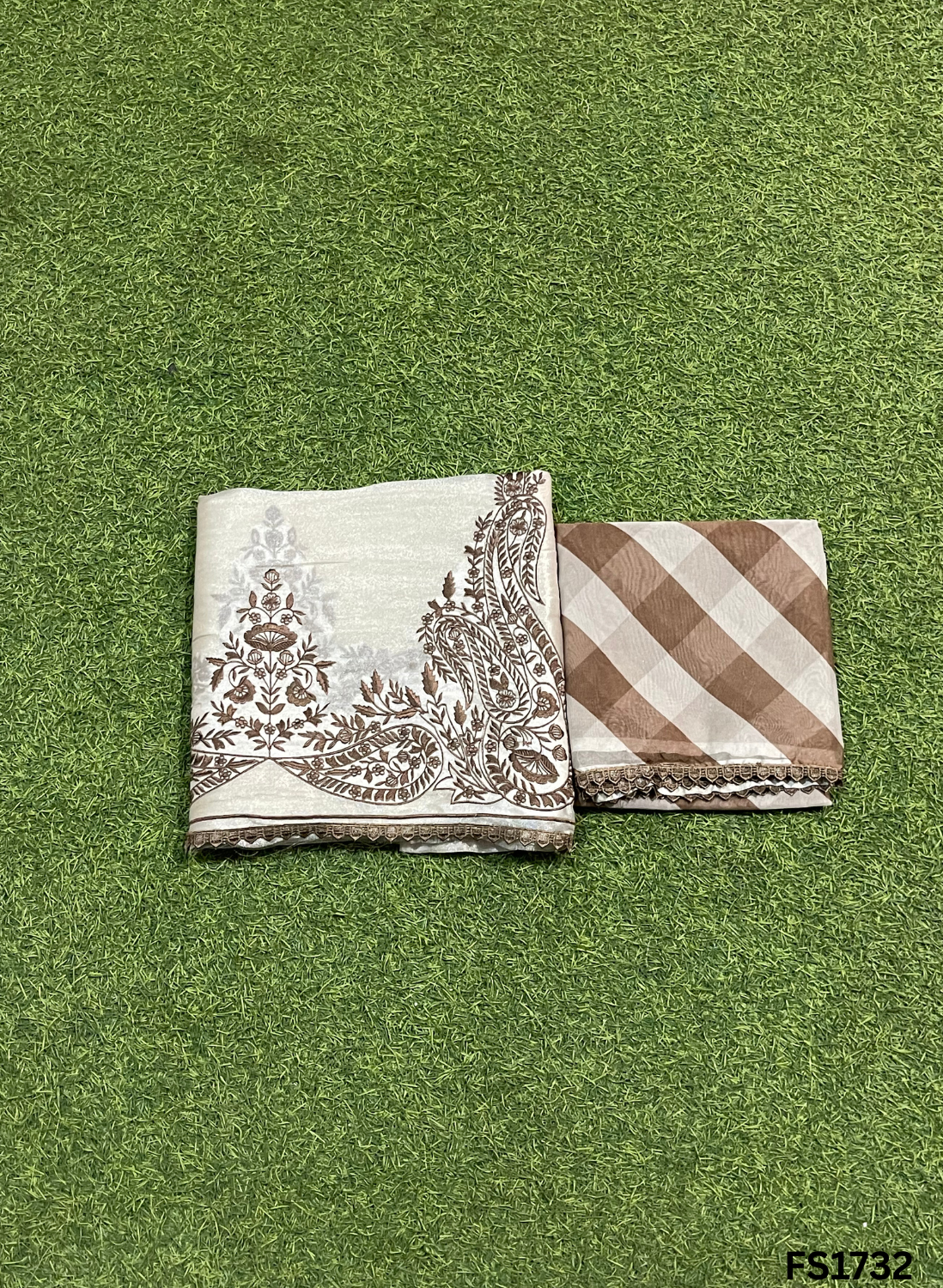 FS1732 | Tan | Glass Shimmer Suit | Party Wear | Wedding | Jaggo | Ring Ceremony | Festival  FS