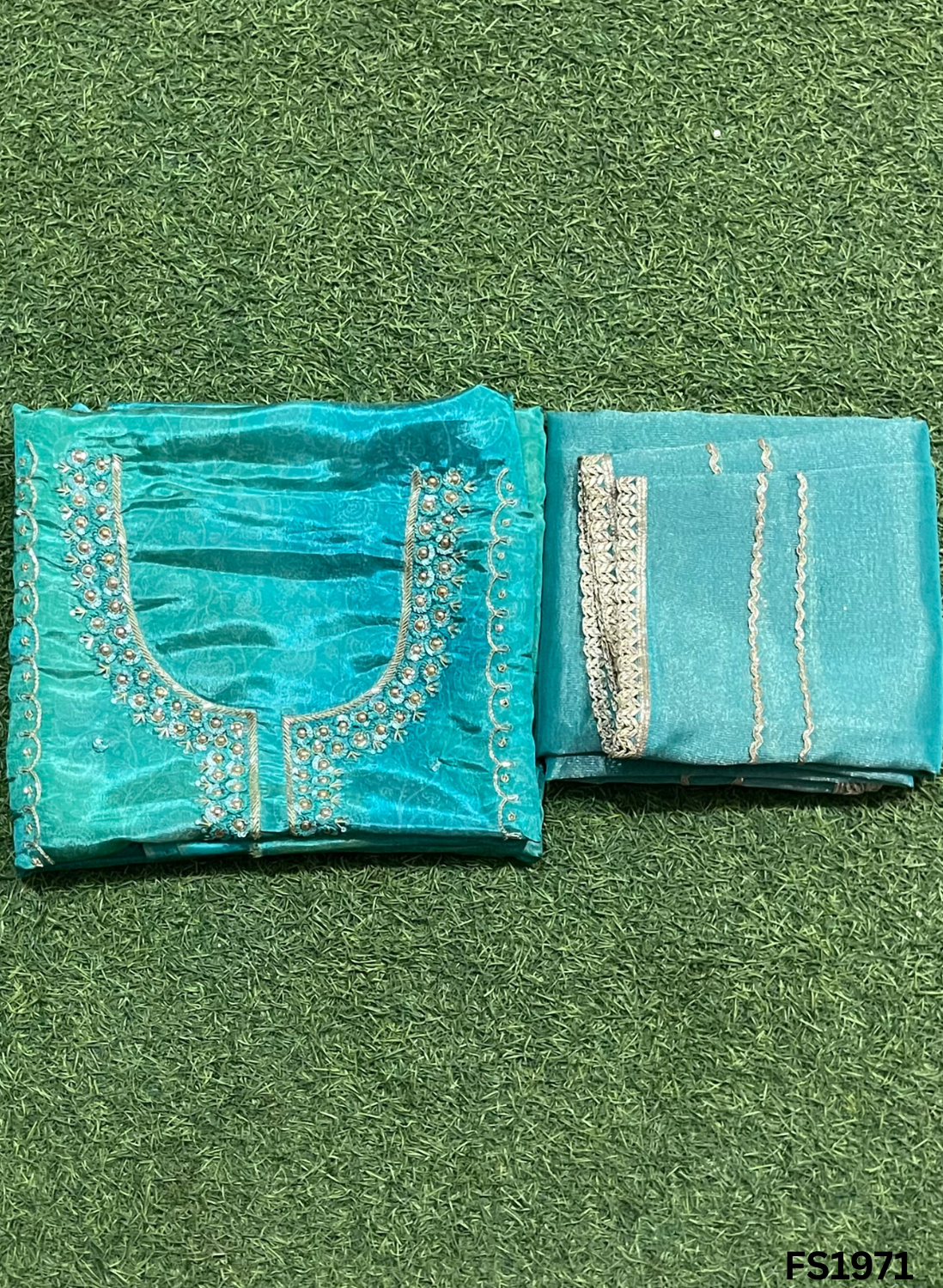 FS1971 | Self-Print | Shimmer Suit | Party Wear | Wedding | Jaggo | Ring Ceremony | Festival