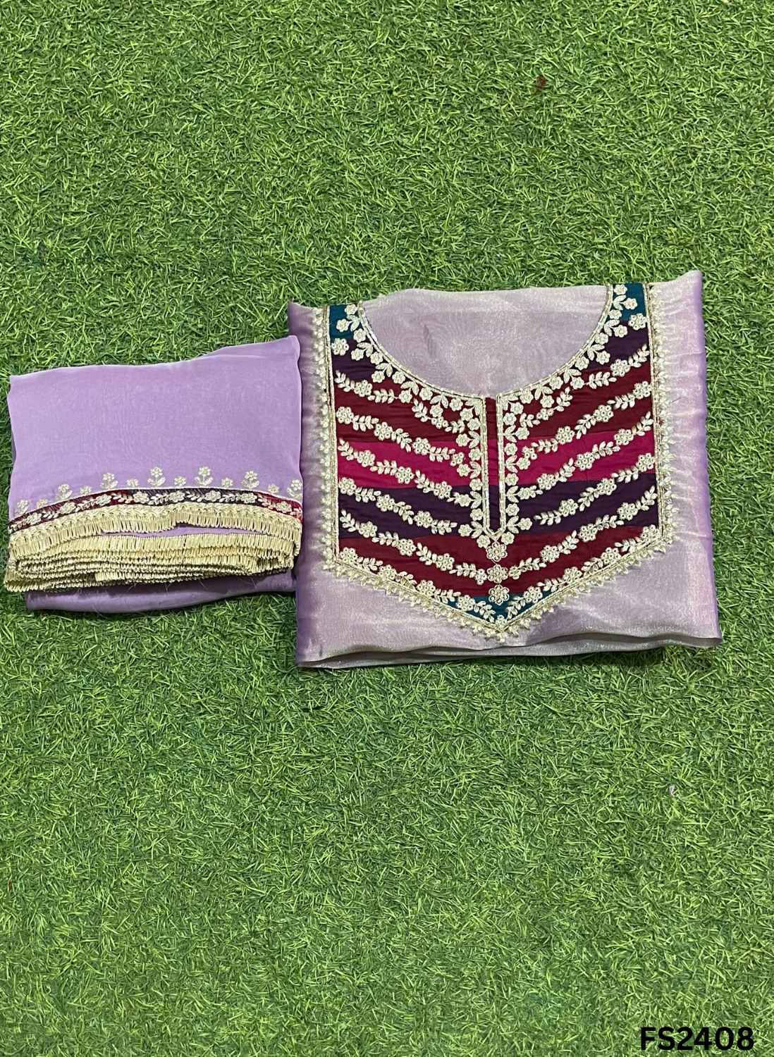 FS2408 | Golden |  Shimmer Suit | Party Wear | Wedding | Jaggo | Ring Ceremony | Festival|