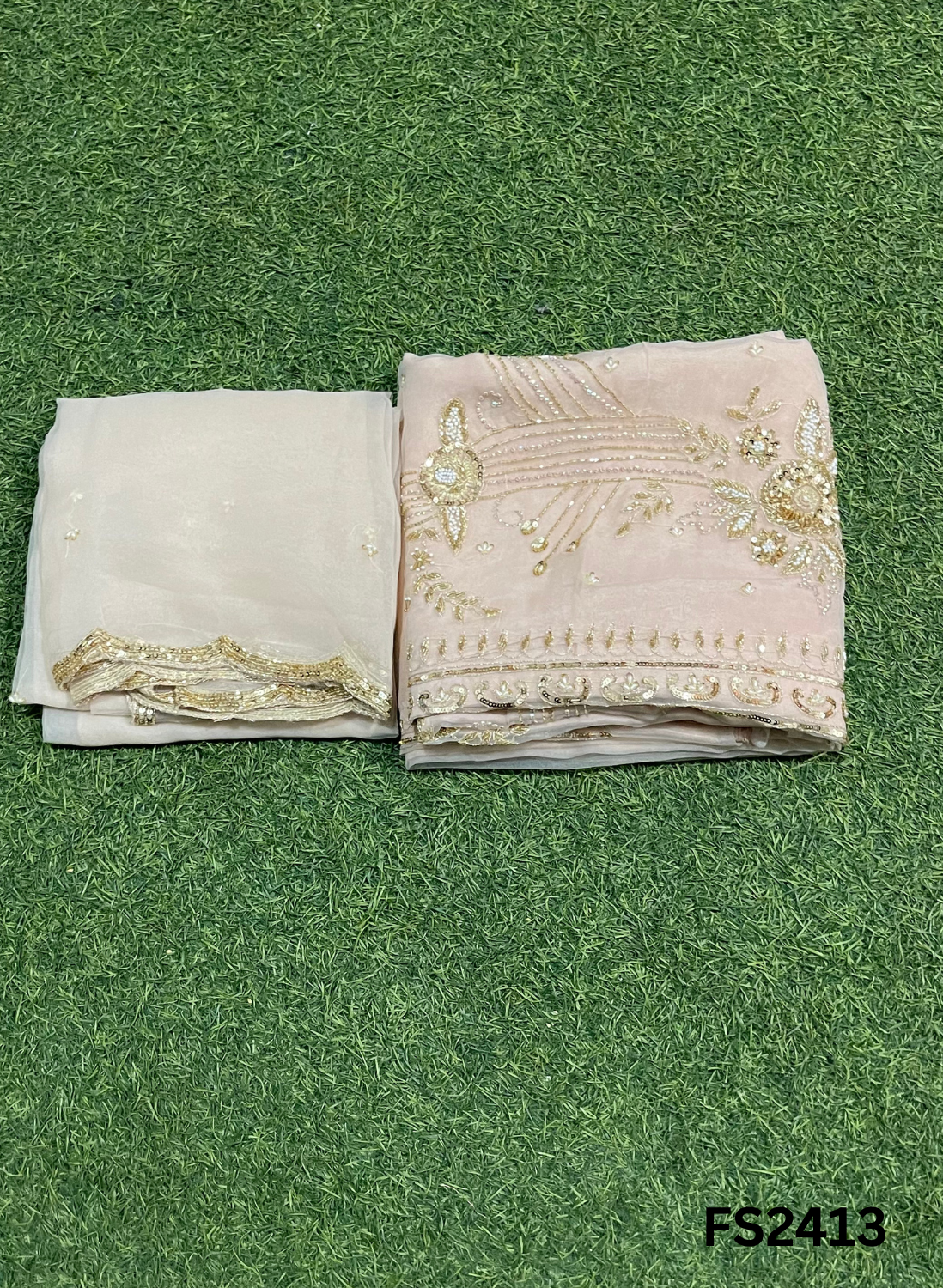 FS2413 | GOLDEN | Shimmer Suit | Party Wear | Wedding | Jaggo | Ring Ceremony | Festival