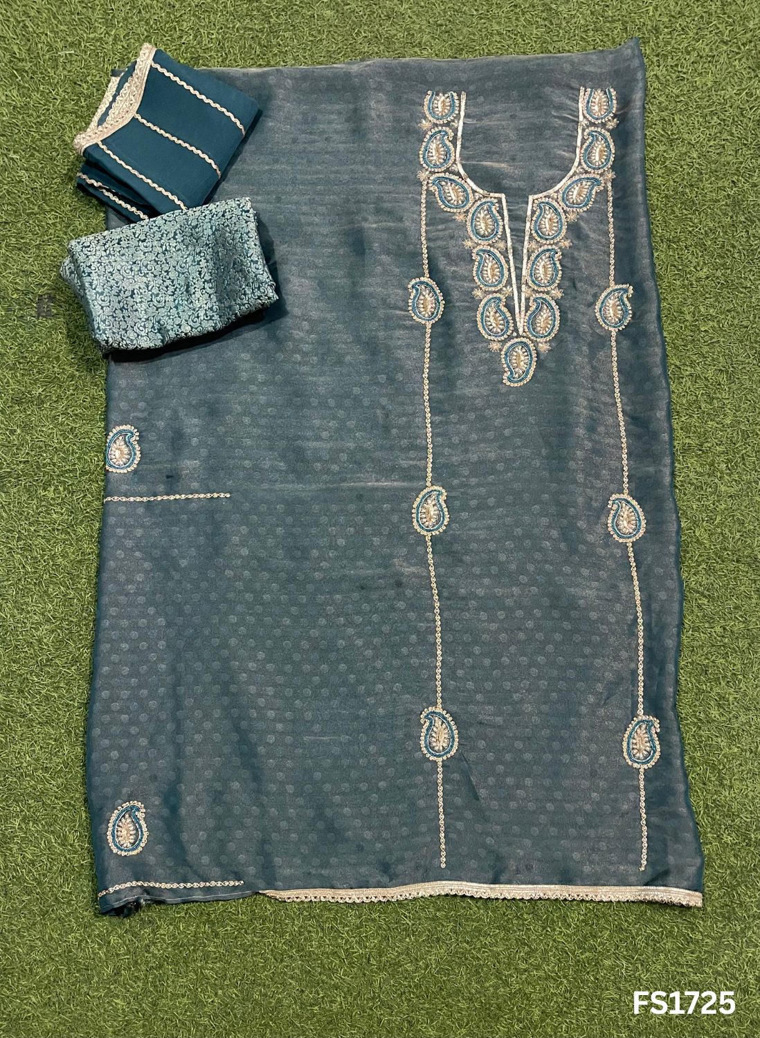 FS1725 | Peacock |  Shimmer Suit | Party Wear | Wedding | Jaggo | Ring Ceremony | Festival