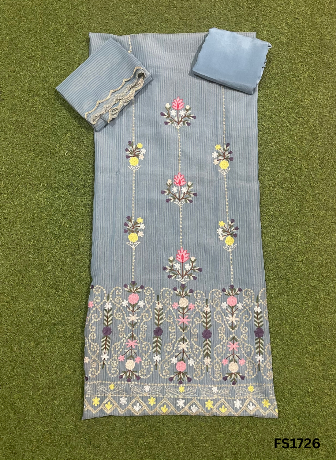 FS1726 | Self-Print | Shimmer Suit | Party Wear | Wedding | Jaggo | Ring Ceremony | Festival