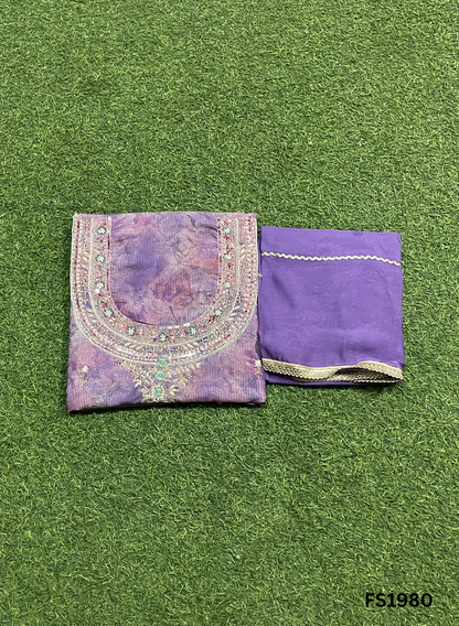 FS1980 | Sea-Green | Self-Print | Shimmer Suit | Party Wear | Wedding | Jaggo | Ring Ceremony | Festival