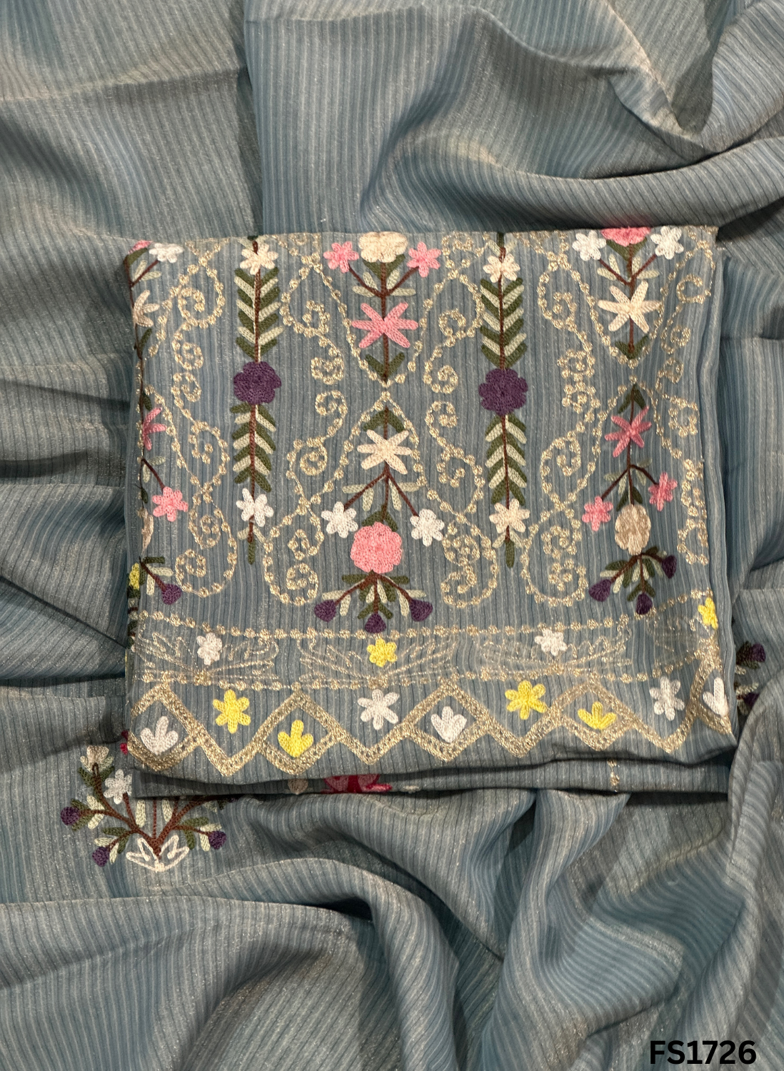 FS1726 | Self-Print | Shimmer Suit | Party Wear | Wedding | Jaggo | Ring Ceremony | Festival