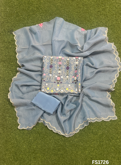 FS1726 | Self-Print | Shimmer Suit | Party Wear | Wedding | Jaggo | Ring Ceremony | Festival