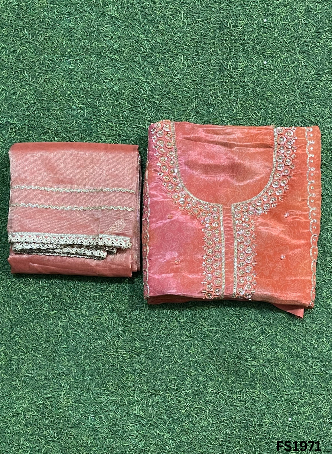 FS1971 | Self-Print | Shimmer Suit | Party Wear | Wedding | Jaggo | Ring Ceremony | Festival