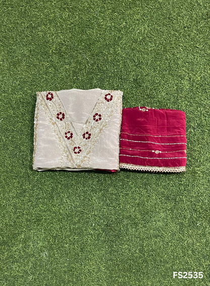 FS2535 | Rust |Shimmer Suit | Party Wear | Wedding | Jaggo | Ring Ceremony | Festival