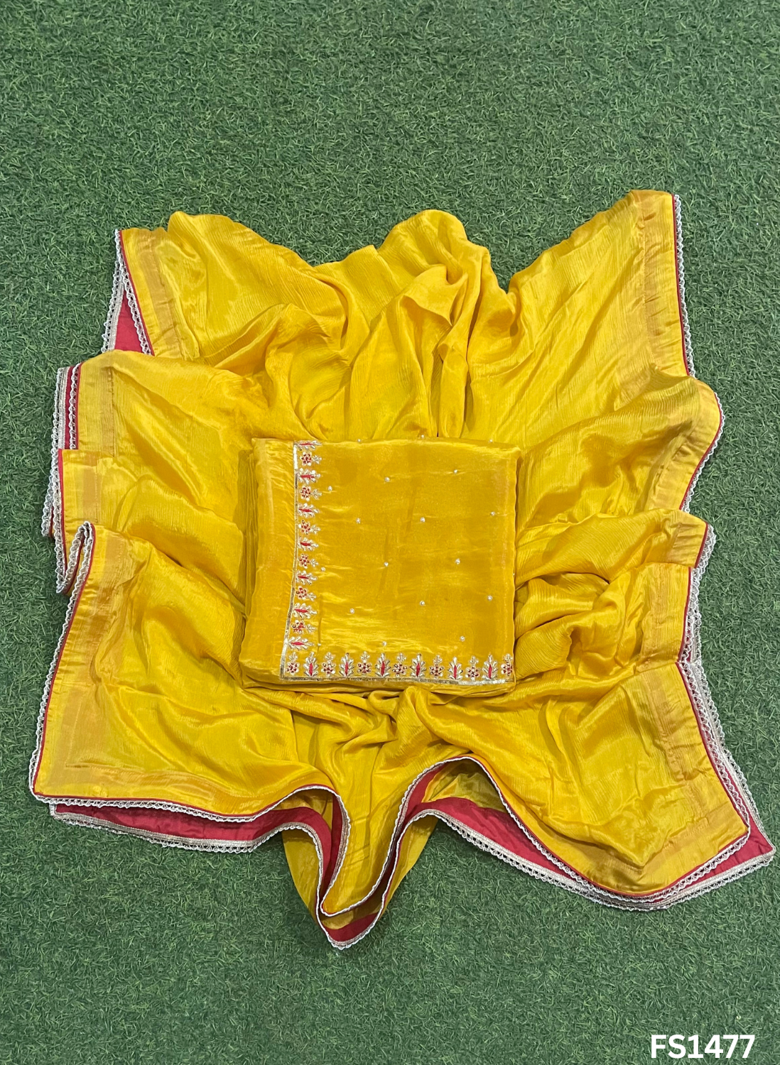 FS1477 | Yellow | Shimmer Suit | Party Wear | Wedding | Jaggo | Ring Ceremony | Festival