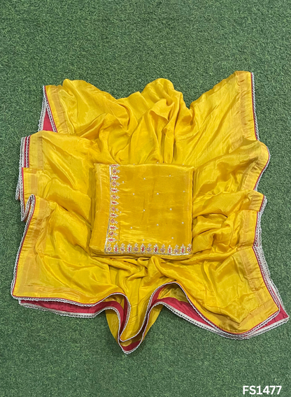 FS1477 | Yellow | Shimmer Suit | Party Wear | Wedding | Jaggo | Ring Ceremony | Festival