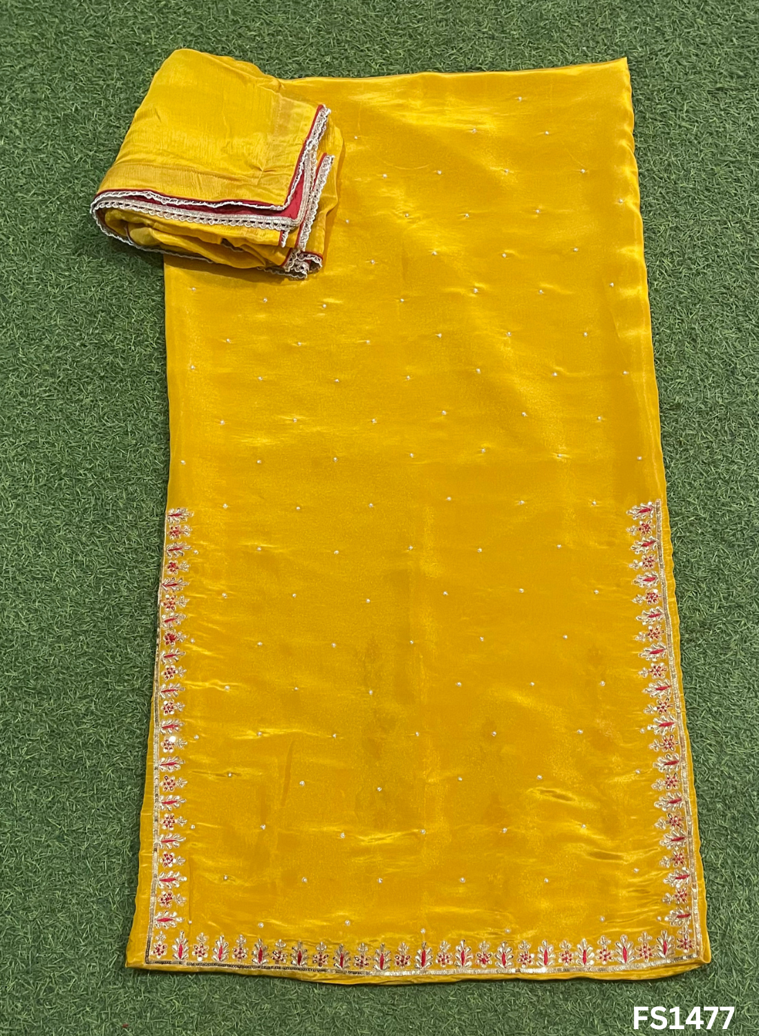 FS1477 | Yellow | Shimmer Suit | Party Wear | Wedding | Jaggo | Ring Ceremony | Festival