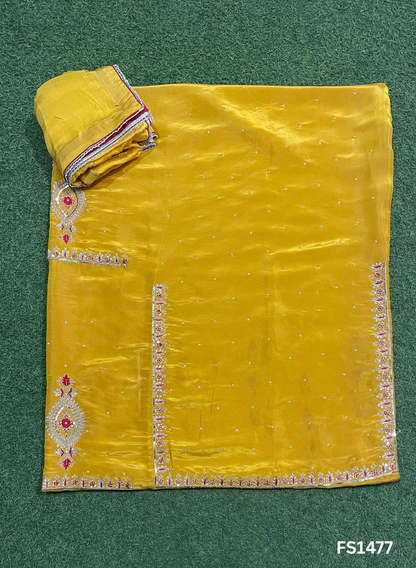FS1477 | Yellow | Shimmer Suit | Party Wear | Wedding | Jaggo | Ring Ceremony | Festival