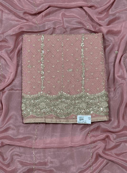 Self Shimmer baby pink Suit | Party Wear | Wedding | Jaggo | Ring Ceremony | Festival| FS352