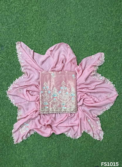 FS1015 | Baby-Pink | Self-Print | Shimmer Suit | Party Wear | Wedding | Jaggo | Ring Ceremony | Festival