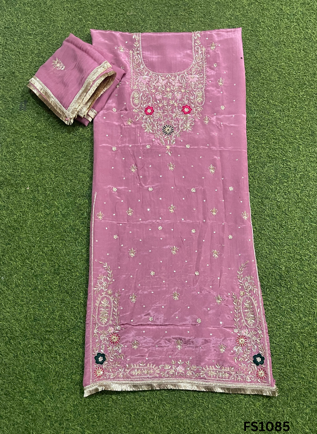 FS1085 | Onion | Silk | Party Wear | Wedding | Jaggo | Ring Ceremony | Festival