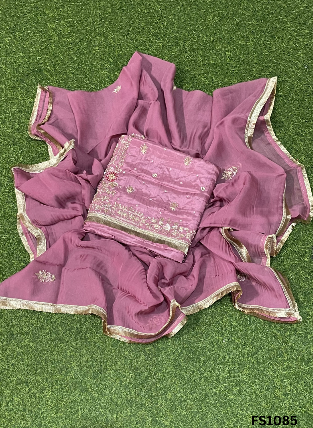 FS1085 | Onion | Silk | Party Wear | Wedding | Jaggo | Ring Ceremony | Festival