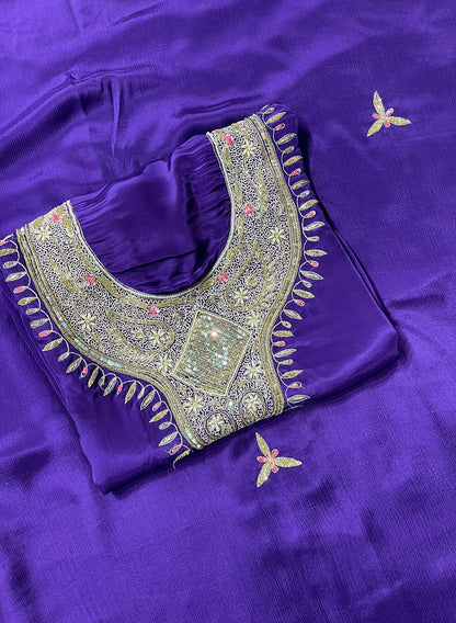 Purple Crepe | Crepe Suit | Wedding | Party Wear | Ring Ceremony | Festival Suit