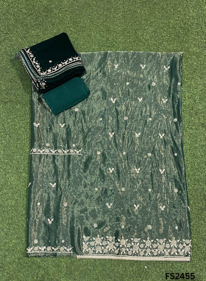 FS2455| Bottle-Green |  Velvet suite | Pure velvet | Wedding | Party Wear | Jaggo | Ring Ceremony | Festival